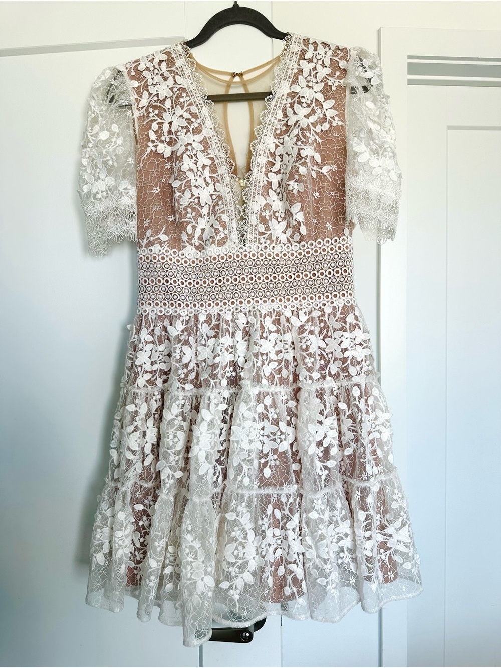 Bronx and Banco Megan Mini Dress White Lace Size XL